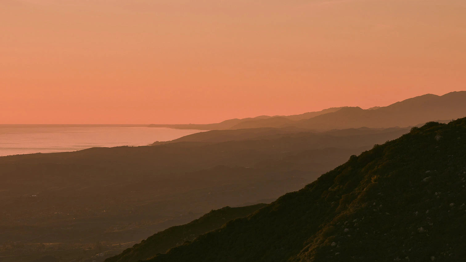 Warm coastal landscape at sunset